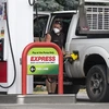 Bơm xăng cho phương tiện tại một trạm xăng ở Ontario, Canada. (Ảnh: THX/TTXVN)