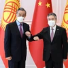 Ngoại trưởng Trung Quốc Vương Nghị và người đồng cấp Kyrgyzstan Jeenbek Kulubaev. (Nguồn: akipress.com)