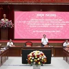 Thường trực thành phố Hà Nội tổ chức Hội nghị để bàn, triển khai Dự án đầu tư xây dựng Vành đai 4 - Vùng Thủ đô. (Ảnh: An Đăng/TTXVN)