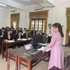 Một buổi học của lớp Trung cấp chính trị của các học viên Lào thuộc 2 tỉnh Savannakhet và Salavan tại trường Chính trị Lê Duẩn. (Ảnh: Thanh Thủy/TTXVN)