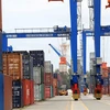 Hoạt động bốc xếp hàng nhập khẩu tại cảng biển Hải Phòng. (Ảnh: An Đăng/TTXVN)