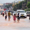 Mưa lớn gây ngập lụt tại Vientiane, Lào ngày 7/8/2022. (Ảnh: THX/TTXVN)