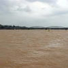 Nước lũ trên sông Hương ở mức xấp xỉ báo động 2. (Ảnh: Đỗ Trưởng/TTXVN)
