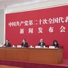 Ông Tôn Nghiệp Lễ (thứ 2, trái), phát ngôn viên Đại hội Đại biểu Toàn quốc lần thứ XX của Đảng Cộng sản Trung Quốc, trong cuộc họp báo về đại hội ở Bắc Kinh, ngày 15/10/2022. (Ảnh: THX/TTXVN)