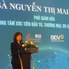 Bà Nguyễn Thị Mai Anh, Phó Giám đốc Trung tâm Xúc tiến Đầu tư, Thương mại, Du lịch thành phố Hà Nội (HPA) phát biểu tại hội nghị. (Nguồn: congthuong.vn)