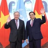 Thủ tướng Phạm Minh Chính tiếp Tổng Thư ký Liên hợp quốc António Guterres. (Ảnh: Dương Giang/TTXVN)