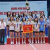 Đội Ngân hàng Công thương (Vietinbank) vô địch Giải vô địch bóng chuyền U23 quốc gia năm 2022 ở nội dung bóng chuyền nữ. (Ảnh: Hoài Thu/TTXVN)