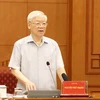 Tổng Bí thư Nguyễn Phú Trọng phát biểu chỉ đạo cuộc họp. (Ảnh: Phương Hoa/TTXVN)