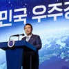 Tổng thống Hàn Quốc Yoon Suk-yeol phát biểu tại Diễn đàn Không gian Hàn Quốc 2022. (Nguồn: Space News)
