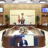Chủ tịch Quốc hội Vương Đình Huệ phát biểu kết thúc phiên họp thứ 17 Ủy ban Thường vụ Quốc hội. (Ảnh: Doãn Tấn/TTXVN)