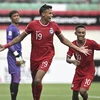 Tiền đạo Ilhan Fandi ăn mừng sau khi ghi bàn gỡ hòa cho Singapore trong trận đấu với Malaysia. (Ảnh: AFF)