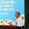 Bí thư Thành ủy Thành phố Hồ Chí Minh Nguyễn Văn Nên phát biểu chỉ đạo tại Hội nghị. (Ảnh: Tiến Lực/TTXVN)