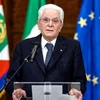 Tổng thống Sergio Mattarella phát biểu sau khi tái đắc cử ở Rome, Italy,ngày 29/1/2022.( Ảnh: AFP/TTXVN)