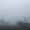 Sương mù dày đặc tại một tuyến đường ở huyện Thạch Hà, tỉnh Hà Tĩnh. (Ảnh: Hoàng Ngà/TTXVN)