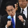 Thủ tướng Nhật Bản Fumio Kishida phát biểu trong chiến dịch vận động tranh cử cho Đảng Dân chủ Tự do (LDP) cầm quyền tại Urayasu, , tỉnh Chiba, ngày 15/4/2023. (Ảnh: AFP/TTXVN)