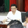 Tổng Giám đốc PVN Lê Mạnh Hùng phát biểu tại buổi làm việc. (Ảnh: Bnews/TTXVN)