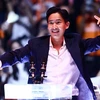 Lãnh đạo đảng Tiến bước (MFP), ứng viên tranh cử Thủ tướng Thái Lan Pita Limjaroenrat trong chiến dịch vận động bầu cử ở Bangkok, ngày 12/5/2023. (Ảnh: AFP/TTXVN)