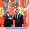 Chủ tịch Trung Quốc Tập Cận Bình (phải) và Tổng thống Kyrgyzstan Sadyr Japarov tại cuộc hội đàm ở thành phố Tây An, tỉnh Thiểm Tây, Trung Quốc ngày 18/5/2023. (Ảnh: THX/TTXVN)