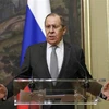 Ngoại trưởng Nga Sergey Lavrov phát biểu tại cuộc họp báo ở Moskva. (Ảnh: AFP/TTXVN)