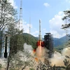 Tên lửa đẩy Trường Chinh 3B mang theo vệ tinh định vị Bắc Đẩu rời bệ phóng tại Trung tâm phóng vệ tinh Tây Xương ở tỉnh Tứ Xuyên, Trung Quốc ngày 17/5/2023. (Ảnh: THX/TTXVN)