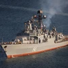 Tàu khu trục nhỏ Marshal Shaposhnikov rời Vladivostok để tập trận chống tàu ngầm. (Nguồn: Bộ Quốc phòng Nga)