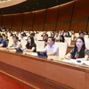 Trong phiên làm việc sáng, Quốc hội thảo luận ở hội trường về dự án Luật Nhà ở (sửa đổi). (Ảnh: Doãn Tấn/TTXVN)