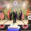 Đại sứ Hoa Kỳ tại Việt Nam Marc Knapper phát biểu chúc mừng sự kiện. (Ảnh: Thành Chung/TTXVN)