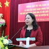 Phó Chủ tịch nước Võ Thị Ánh Xuân phát biểu tại buổi làm việc với Ban Thường vụ Huyện ủy Hà Quảng. (Ảnh: Văn Đạt/TTXVN)