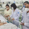 Thứ trưởng Bộ Y tế Nguyễn Thị Liên Hương kiểm tra công tác điều trị bệnh tay chân miệng tại Bệnh viện Nhi đồng 1 Thành phố Hồ Chí Minh. (Ảnh: Đinh Hằng/TTXVN)