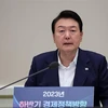 Tổng thống Hàn Quốc Yoon Suk Yeol phát biểu tại cuộc họp ở Seoul ngày 4/7/2023. (Ảnh: Yonhap/TTXVN)