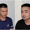 Hai đối tượng Hồ Ngọc Sao (trái) và Nguyễn Văn Thế bị bắt giữ để điều tra về hành vi “Giết người”. (Ảnh: TTXVN phát)