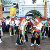 Biểu diễn múa bồng hơi tại lễ Khai mạc lễ hội Đền Lảnh Giang 2023. (Ảnh: Đại Nghĩa/TTXVN)