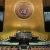Thủ tướng Phạm Minh Chính phát biểu tại Phiên thảo luận Chung Cấp cao Khóa 78 Đại hội đồng Liên hợp quốc. (Ảnh: Dương Giang/TTXVN)