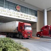 Hoạt động xuất nhập khẩu sôi động đầu năm 2024 tại Cửa khẩu Quốc tế đường bộ số II Kim Thành, Lào Cai. (Ảnh: Quốc Khánh/TTXVN)
