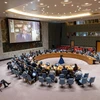 Một phiên họp khẩn cấp của Hội đồng Bảo an Liên hợp quốc thảo luận về các vụ tấn công liên tiếp của các tay súng Houthi trên Biển Đỏ ngày 3/1. (Ảnh: THX/TTXVN)