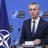 Tổng thư ký NATO Jens Stoltenberg phát biểu trong một cuộc họp báo ở Brussels, Bỉ. (Ảnh: EPA/TTXVN)