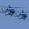 Trực thăng của Lực lượng Bảo vệ Bờ biển Ấn Độ trong cuộc diễn tập chung với Lực lượng Bảo vệ Bờ biển Nhật Bản ở Vịnh Bengal ngày 12 tháng 1 năm 2024. (Ảnh: PTI)