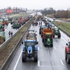 Nông dân Pháp phong tỏa cao tốc A1 nối thủ đô Paris và Lille trong cuộc biểu tình ở Lesquin, miền Bắc Pháp, ngày 25/1/2024. (Ảnh: THX/TTXVN)