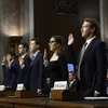 Các CEO mạng xã hội tuyên thệ trước Ủy ban Tư pháp Thượng viện ở Washington ngày 31/1. (Ảnh: Getty/Bloomberg)