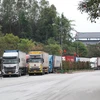 Phương tiện chờ xuất khẩu hàng hóa sang Trung Quốc tại cửa khẩu quốc tế Hữu Nghị. (Ảnh: Quang Duy/TTXVN)
