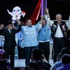 Các cặp ứng cử viên tranh cử Tổng thống và Phó Tổng thống Indonesia: Cựu Thống đốc Jakarta Anies Baswedan (trái) và Muhaimin Iskandar (thứ 2, trái); Bộ trưởng Quốc phòng Prabowo Subianto (thứ 3, trái) và Gibran Rakabuming Raka (thứ 3, phải); cựu Thống đốc Trung Java Ganjar Pranowo (thứ 2, phải). (Ảnh: AFP/TTXVN)