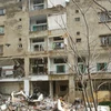 Một tòa nhà bị phá hủy sau cuộc không kích của Israel xuống thành phố Nabatieh, Liban ngày 15/2/2024. (Ảnh: AFP/TTXVN)