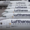 Máy bay của Hãng hàng không Lufthansa tại sân bay Frankfurt ở Frankfurt am Main, Đức. (Ảnh: AFP/TTXVN)