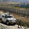 Lực lượng gìn giữ hòa bình của Liên hợp quốc tại Liban (UNIFIL) tuần tra tại khu vực biên giới Liban-Israel, ngày 12/7/2023. (Ảnh: THX/TTXVN)