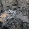 Cảnh đổ nát sau các cuộc không kích của Israel xuống thành phố Rafah, Dải Gaza ngày 24/3/2024. (Ảnh: THX/TTXVN)