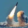 Tên lửa Bulava của Nga được phóng từ tàu ngầm Yuri Dolgoruky. (Ảnh: Sputniknews/TTXVN)