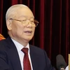 Tổng Bí thư Nguyễn Phú Trọng phát biểu bế mạc Hội nghị Trung ương lần thứ 9, khóa XIII. (Ảnh: Trí Dũng/TTXVN)