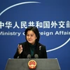 Bà Hoa Xuân Oánh khi là Người phát ngôn Bộ Ngoại giao Trung Quốc, phát biểu tại một cuộc họp báo ở Bắc Kinh. (Ảnh: AFP/TTXVN)