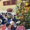 Tỷ kheo Thích Tâm Huy chủ trì Đại lễ Phật đản tại Trúc Lâm Thiền Viện. (Ảnh: Thu Hà/TTXVN)
