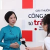 Tổng Giám đốc TTXVN Vũ Việt Trang trả lời phỏng vấn của phóng viên. (Ảnh: Tuấn Anh/TTXVN)